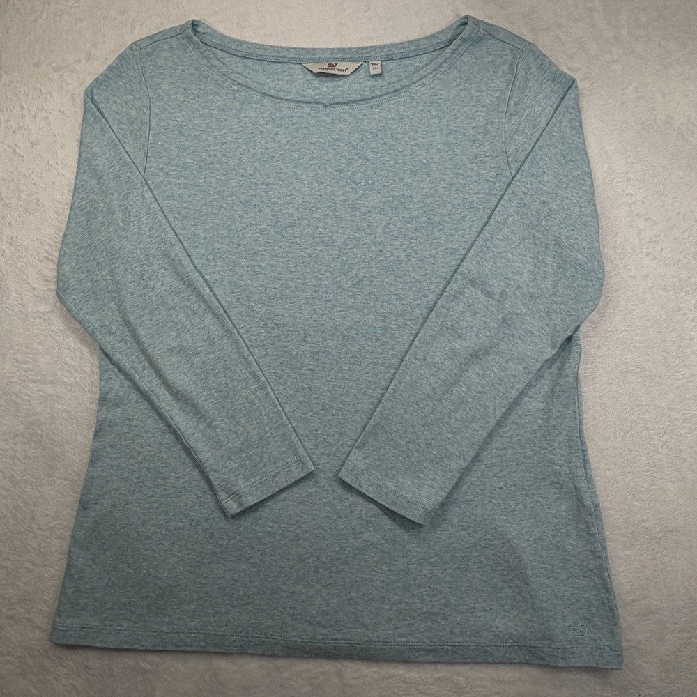 Vineyard Vines Light Aqua Blue Long-Sleeve Cotton Knit Top Women's XL